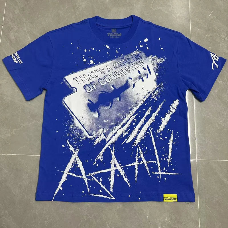That's A Awful Lot of Cough Syrup T-shirts Tops Tees Personality Hip-hop Print Trend New Blue Short Sleeve Men's Clothing
