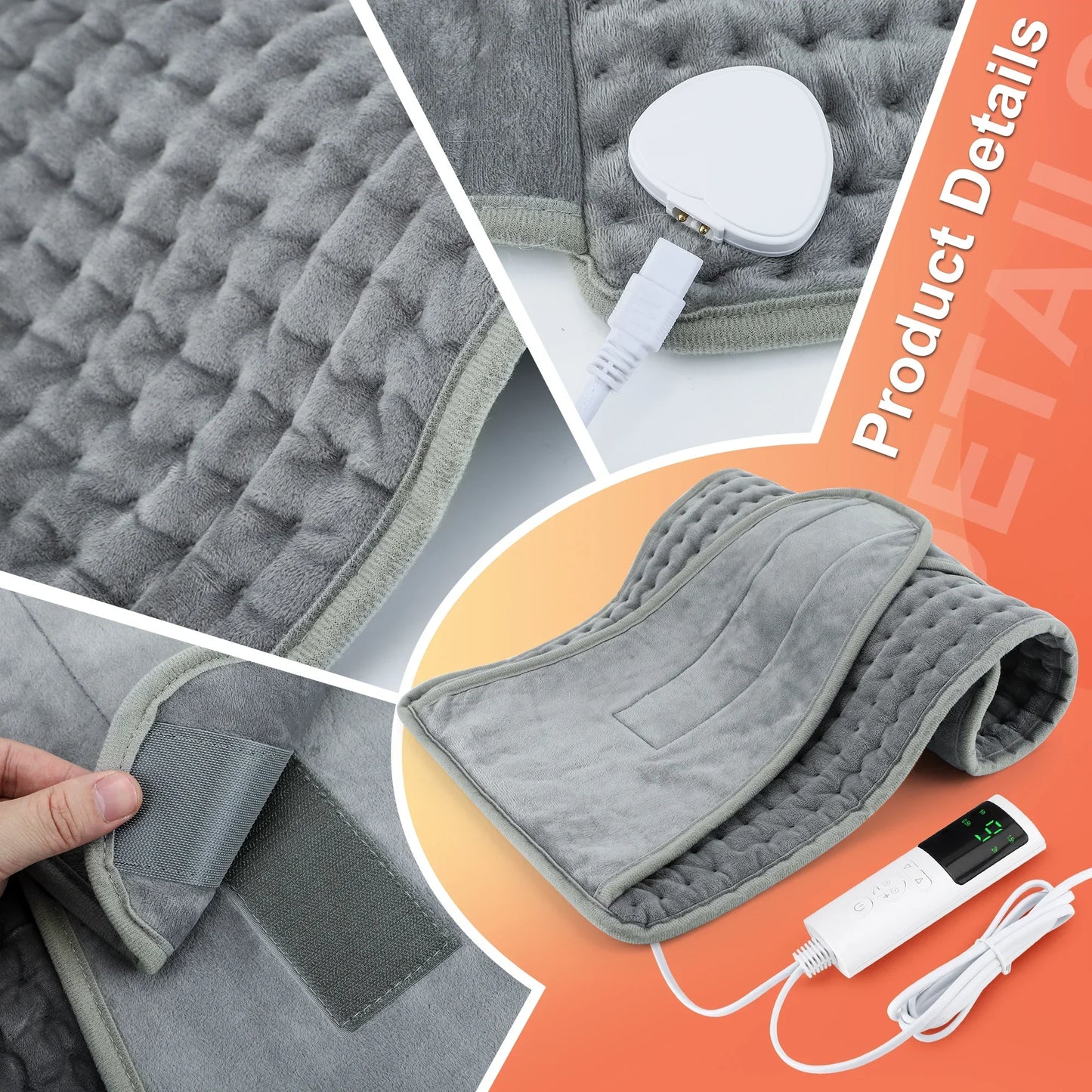 Electric Heating Pad Waist Back Warm Pad 9-level Temperature Control Waist Belt Office Home Gift Winter Warming Back Hand Warmer