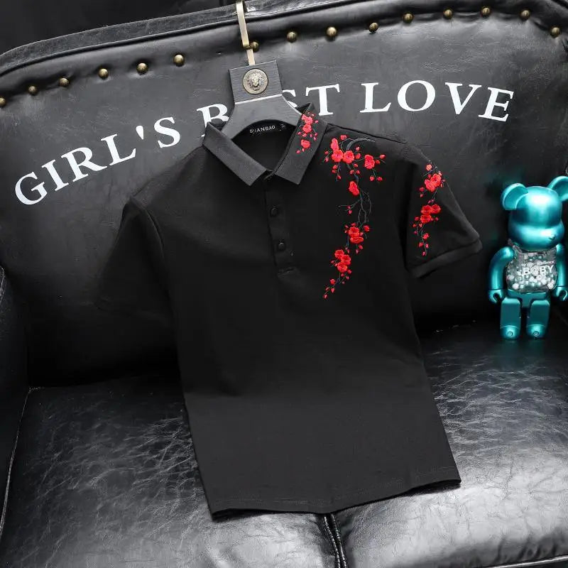 Trend Embroidery Youth All-match Polo Shirts Men's Summer New Short Sleeve Fashion T Shirt Tops Smart Casual Vintage Men Clothes